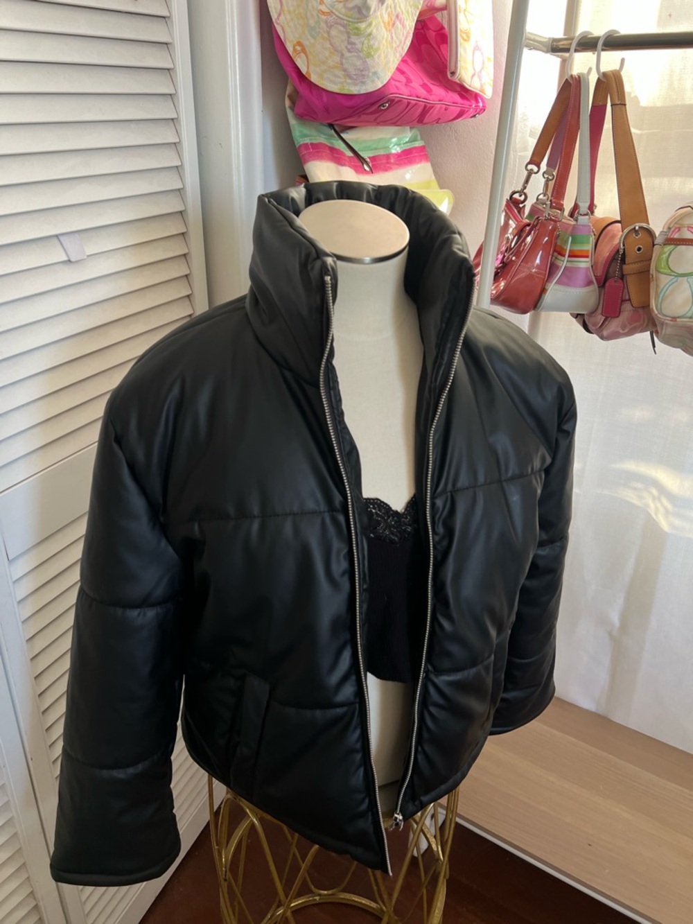 Rue21 Black Short Puffer Jacket with High Collar